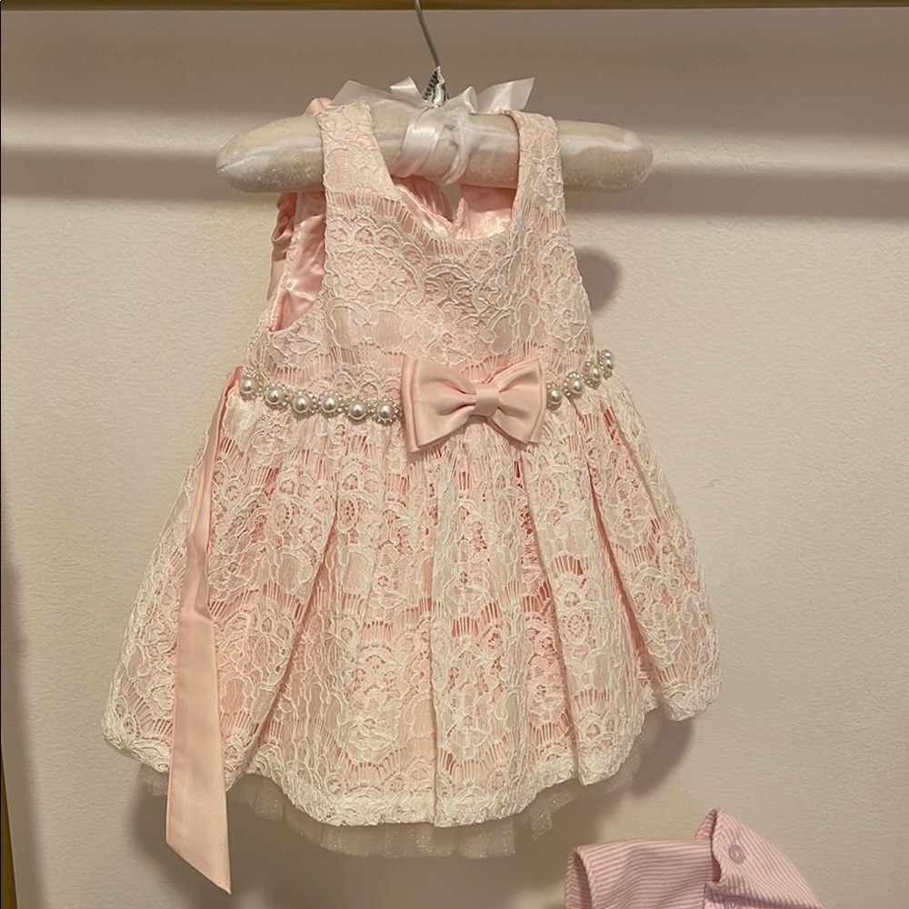 Pink Lace Baby Dress with Bow